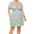 thumbnail image 2 of UKAP Robe d'Été pour Femmes Col en V Mini Robe Lacée Courte Sexy Voyage FP6 L, 2 of 5