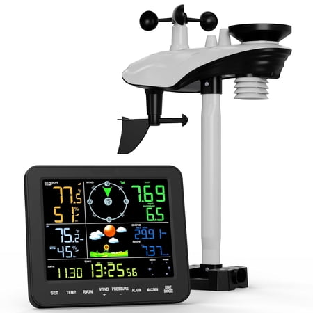 Govanli SA8 Multifunctional Weather Station, Black, Wireless Indoor Outdoor Use, No Wifi