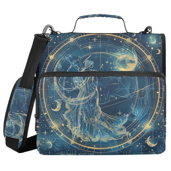 3 Ring Zipper Binder with Shoulder Strap Waterproof Trapper Keeper 2 Inch D-Ring 500 Sheets Capacity Virgo Of Zodiac