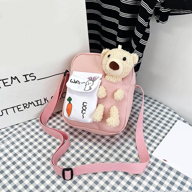 Bolsa de mensajero de oso de dibujos animadosbolsos de hombro de estudiante de nailon para chica encantadora (rosa) Ehuebsd Para estrenar