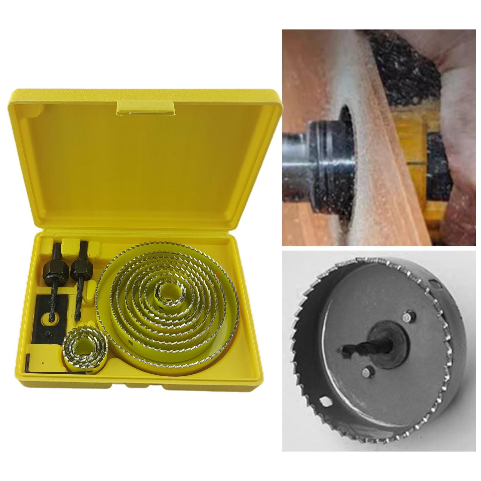 koolsoo 19-127mm Saw Set Heavy Duty, Portable, General Purpose, Mandrels, Drill Bit Saw Blade for Gypsum Board Drywall Thin Wood Yellow
