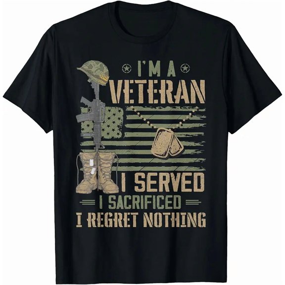 Men's Patriotic Veteran I Served Graphic Cotton T-Shirt