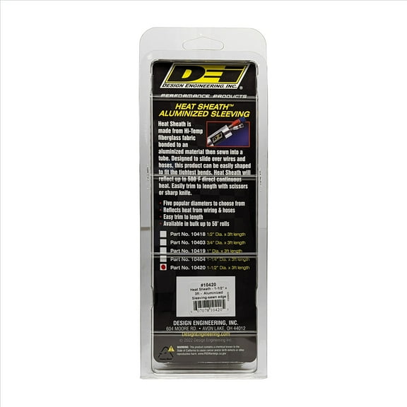 DEI Heat Sheath 1-1/2in I.D. x 3ft - Aluminized Sleeving- Sewn Edge