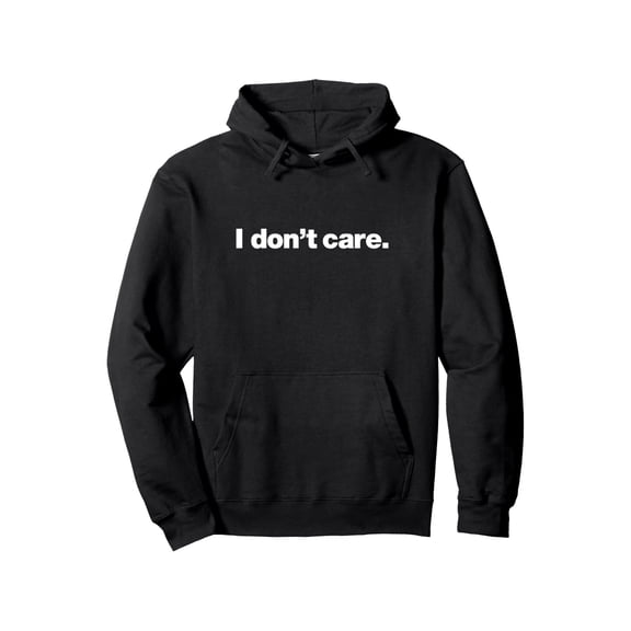 Men's "I Don't Care" Printed Hoodie - Black Casual Pullover Sweatshirt with Bold White Text, Regular Fit Long Sleeve Hooded Sweatshirt for Autumn/Winter, Machine Washable
