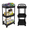 Black, variant on 3 Tier Rolling Cart with Table Top | Metal Utility Organizer with Wheels & Hooks | Sturdy Storage Shelf for Kitchen, Bathroom, Laundry | Holds Snacks, Tea, Cups & More