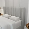 thumbnail image 3 of Velets Oliver Double Size Lift Up Bed Frame Storage Platform Bed with Wingback Headboard Upholstered Bed Frame, Velvet Fabric with Hydraulic Support Bars, Light Gray, 3 of 5