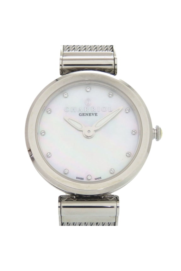 Pre-Owned Unused Charriol FOREVER WATCH FE32.101.000 Stainless Steel White Shell Dial...