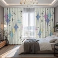 thumbnail image 2 of Purple Yellow Diamond Blackout Curtains for Bedroom/Living Room, Pinch Pleated Black Out Curtains, Modern Geometric Middle Century Room Darkening Window Drapes with Hooks 2 Panels, 39"x70", 2 of 8