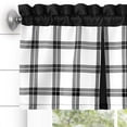 thumbnail image 2 of PowerSellerUSA Semi-Sheer Two-Tone Modern Kitchen Curtain with Classic Plaid Gingham Pattern with Solid Rod Pocket Top, 56" W x 13" L, Valance, 2 of 5
