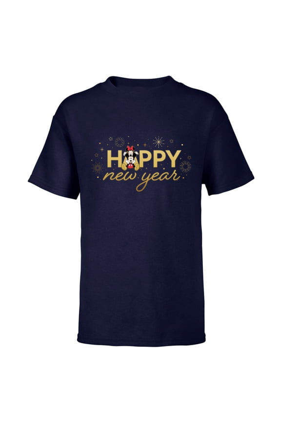 Mickey & Minnie Mouse Sweet Love Happy New Year - Short Sleeve T-Shirt for Kids - Customized-Navy