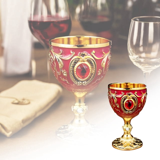 Cáliz Rojo Dorado Copa Delicada De Vino Retro Copa Medieval Copa Medieval De Aleación Copas Copa Para Beber Fiesta Hogar