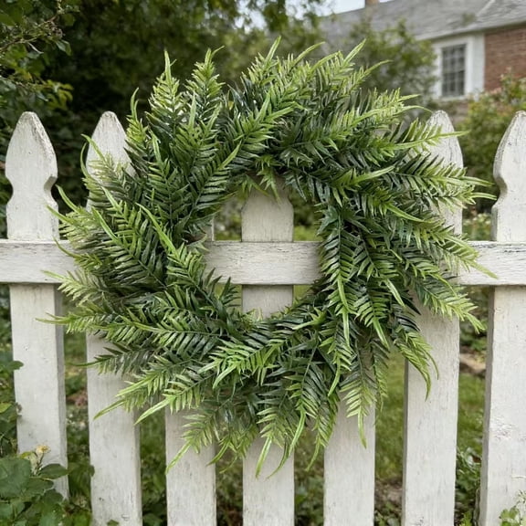 21.7 Inch Large Artificial Fern Palm Leaf Wreath Tropical Greenery Wreath For Front Door Year Round Home Decor For Wall Fireplace And Patio