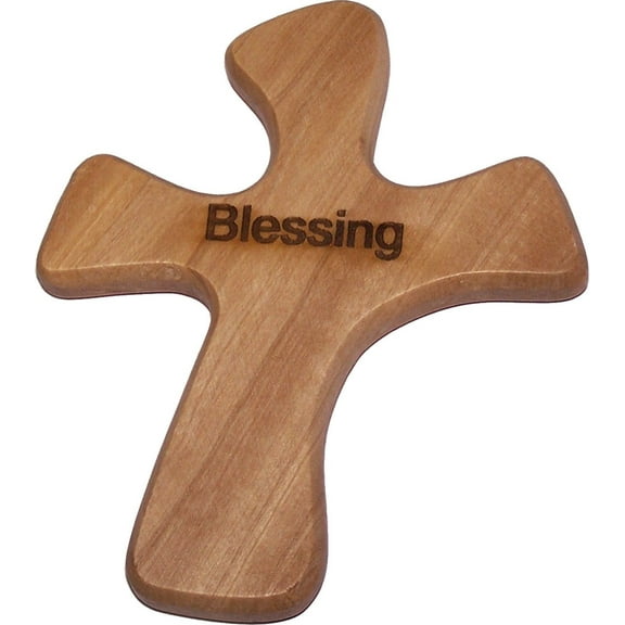 Hand Cross that will sit in your hand comfortably - BLESSING - model ( 4.5 x 3.75 Inches )