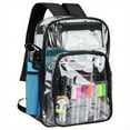 thumbnail image 3 of Student Clear Backpack, Large Heavy Duty PVC Transparent Backpack, See Through With Reinforced Straps Backpack Clear Bookbag For School, Sports, Work, Travel, College,Grey Black Pink Purple, 3 of 5