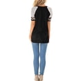 thumbnail image 4 of Camiseta de mujer con estampado de rayas, manga corta, blusa con cuello redondo, negro, M sidaley AP001776-02, 4 of 6