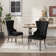 thumbnail image 3 of Foredo Elegant Velvet Chairs Set of 2, Modern Upholstered Wingback Chair with Metal Legs and Button Tufting for Dining Room Living Room, Black, 3 of 8