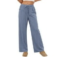 thumbnail image 4 of OGLCCG Womens Striped Pajamas Pants Elastic Waisted Wide Leg Comfy Loungewear Pants with Pockets Casaul Lightweight Baggy Sleep Pants,XXL,Navy, 4 of 7