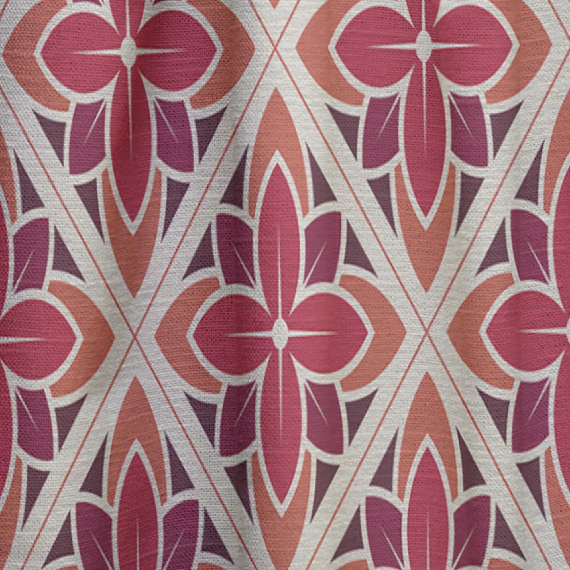 Designart 'Floral Retro Pattern VI' Mid-Century Modern Red Sheer Curtain Panel