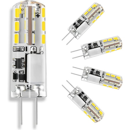 

G4 LED Bulb 12V 1.5W LED Bulb Equivalent to 20W Halogen Bulb 6000K Daylight White high Brightness LED lamp Beads 200 Lumen 360° Beam Angle no Flicker Standard G4 Double Needle 5 pcs