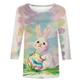 thumbnail image 4 of Jjayotai Women's Easter Tshirt, Happy Easter Day Print Tee Shirts for Women, Summer 3/4 Sleeve Crew Neck Tops Multicolor-11 XXL, 4 of 5