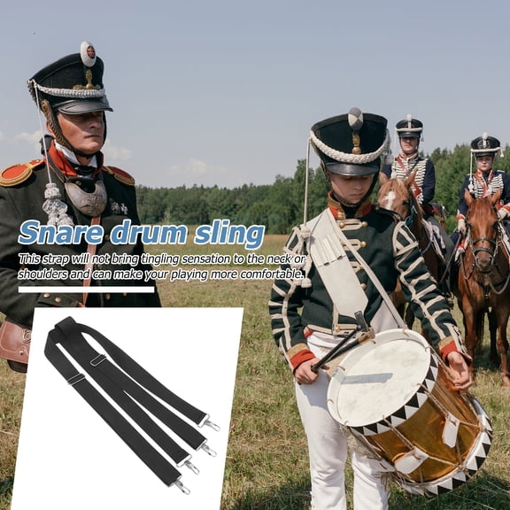 Minkissy Snare Drum Harness Snare Drum Sling Black Nylon Support Accessory for Marching 1Pack