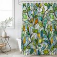 thumbnail image 4 of Green Leaves Bathroom Shower Curtains with 12 Hooks Polyester Waterproof Shower Curtain for Stalls and Bathtubs Stained Glass Chic Botanical Branches Decorative Bathroom Privacy Curtain 72x84 Inches, 4 of 9