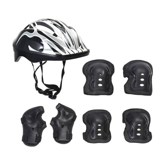 DYNWAVECA Kids Bike Helmet Set Skateboard Helmet Portable Gear Equipment Roller Skating Helmet with Elbow Pads for Rollerblading Riding Black