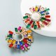 thumbnail image 1 of Pendientes de girasol con incrustaciones de diamantes de imitación de colores de aleación, pendientes de cena hipster súper llamativos para mujer, adecuados para diversas ocasiones, 1 of 6