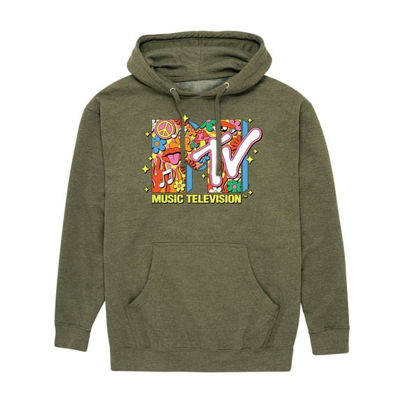 MTV - Logo Retro Collage - Men's Pullover Hooded Fleece Sweatshirt