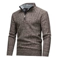thumbnail image 3 of ZCFZJW Fashion Quarter Zip Sweater Men's Sherpa Fleece Pullover Sweaters Stretch Plush Thick Warm Cable Knit Long Sleeve Turtlneck Sweater Coffee XXXL, 3 of 4