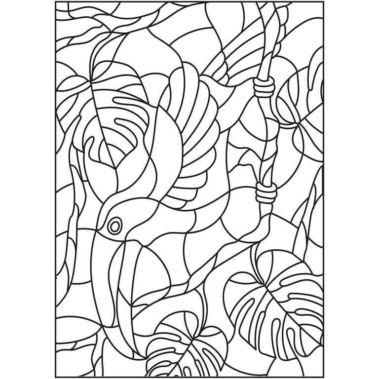 Adult Coloring Books for Anxiety and Depression: 300 Stained-glass Owl  Portrait Coloring Pages: Find Comfort in the Gaze of 300 Stained-Glass Owl