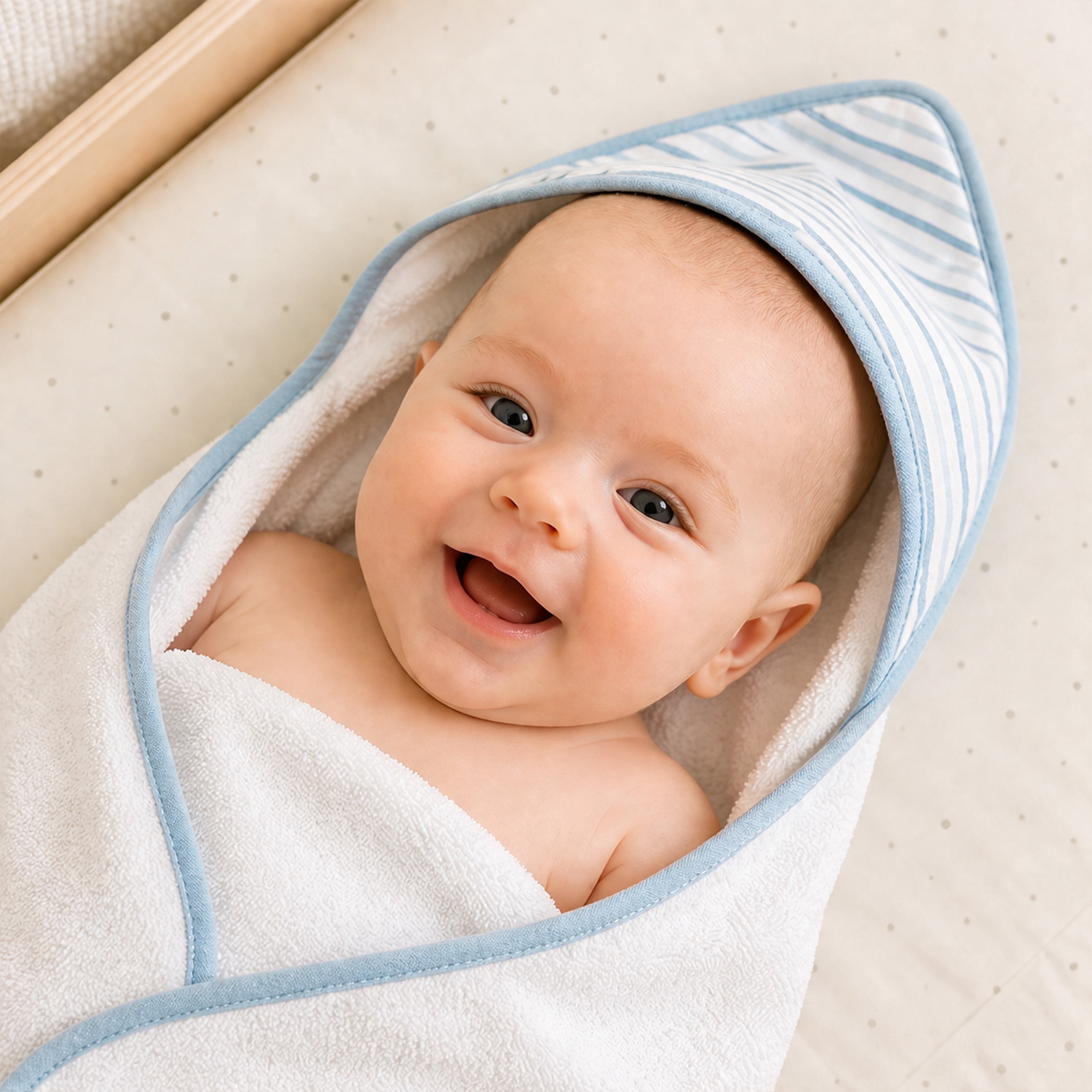 Dream On Me Baby 2 Piece Hooded Towels & 12 - Piece Washcloth Set in Blue Dino Print