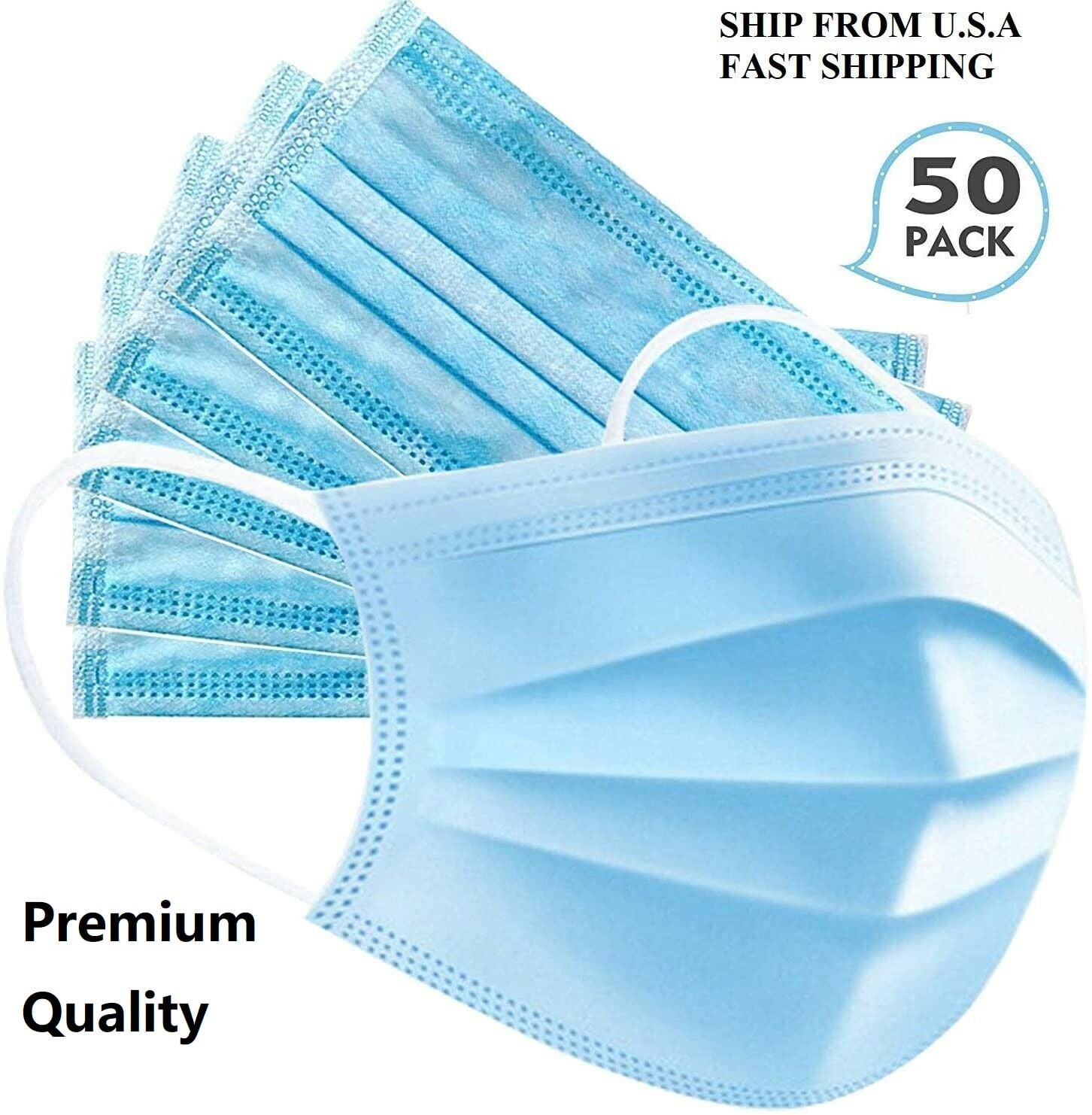 50pcs Disposable Face Masks Elastic Ear Loop Disposable Safety Mask(Non