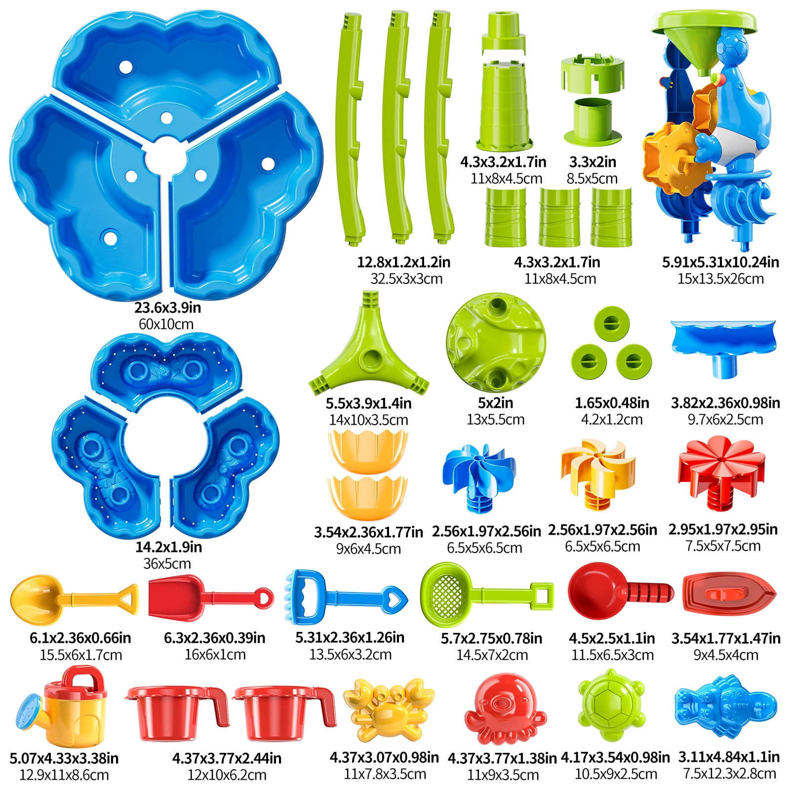Lucky Doug Water Table for Toddlers 2 3 4 5, 2-Tier Sand Beach Water Play Toys Kids Outdoor Toys for Boys and Girls