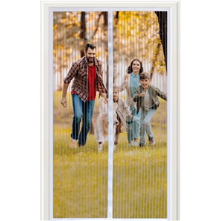 Magnetic Screen Door – Heavy Duty White Mesh 35" X 82" – Self-Closing With Magnets, Pet & Kid Friendly, Easy Velcro Installation – Keeps Bugs Out