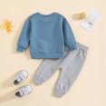 thumbnail image 4 of Infant Baby Boy Outfits 2Pcs Long Sleeve Pullover Sweatshirt Toddler Boys Pants Clothes Set 3 6 12 18 Months 2T 3T Toddler Boys Winter Clothes,12-18 Months,Blue, 4 of 6