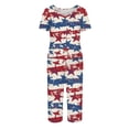 thumbnail image 4 of 4th of July Pajama Sets for Women 2 Pieces Pajamas Red Blue Star and Stripes Print Pullover Short Sleeve Top and Capri Pants Sleepwear, 4 of 6