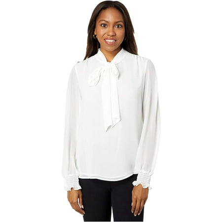 Calvin Klein Long Sleeve Tie Front Blouse Cream XL