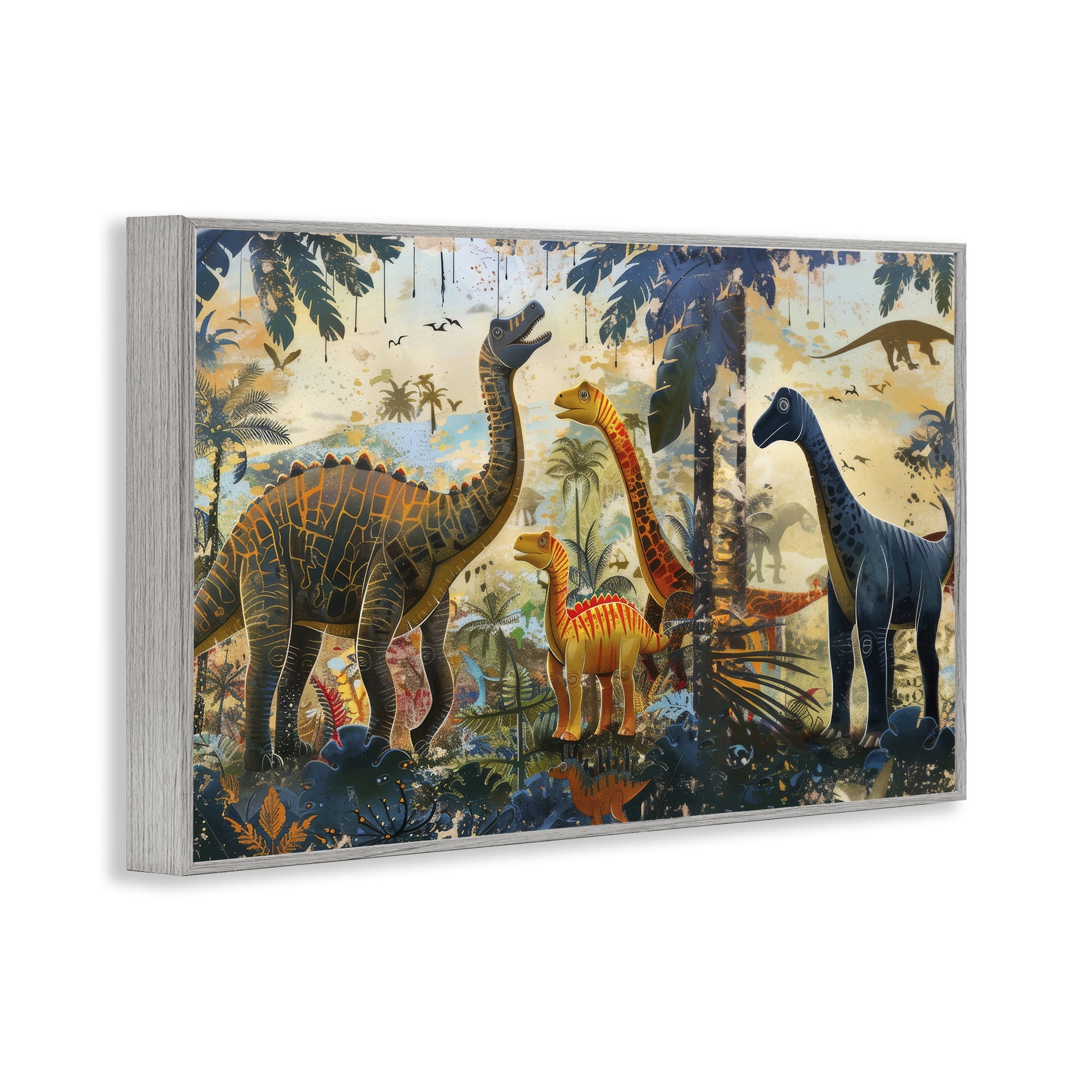 Stupell Industries Jurassic Journey in Nature Gray Framed Giclee Art, design by Lazar Studio