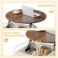 thumbnail image 3 of Round Lift Top Coffee Table, Center Tables with Storage for Living Room/Home Office, White and Brown, 3 of 5