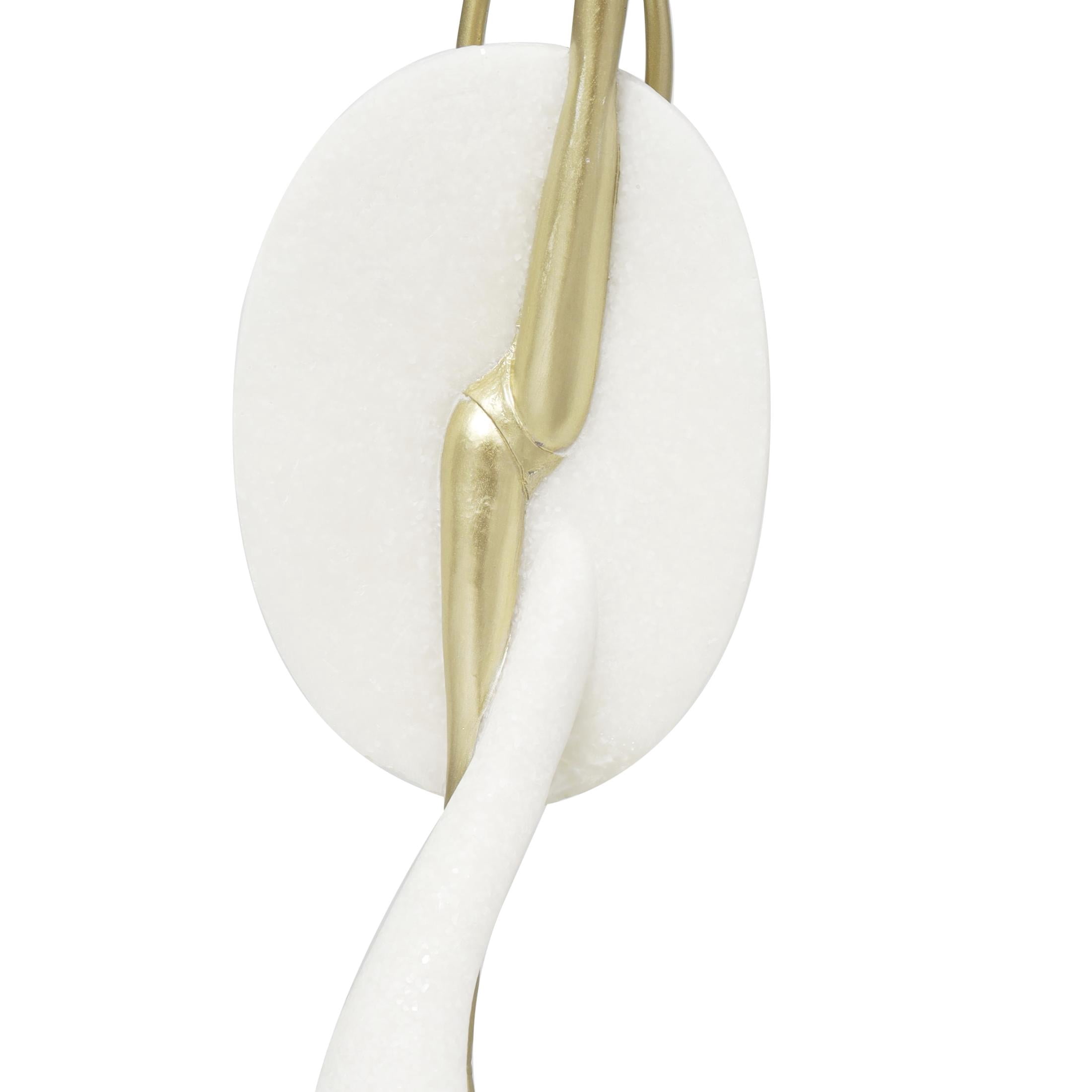 4" x 14" Cream Polystone Ballet Dancer Sculpture with Gold Accents, by DecMode