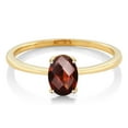 thumbnail image 2 of Gem Stone King 10K Yellow Gold Oval Checkerboard Red Garnet Solitaire Engagement Ring for Women (0.80 Cttw, Oval Checkerboard 7X5MM, Gemstone Birthstone, Size 10), 2 of 3