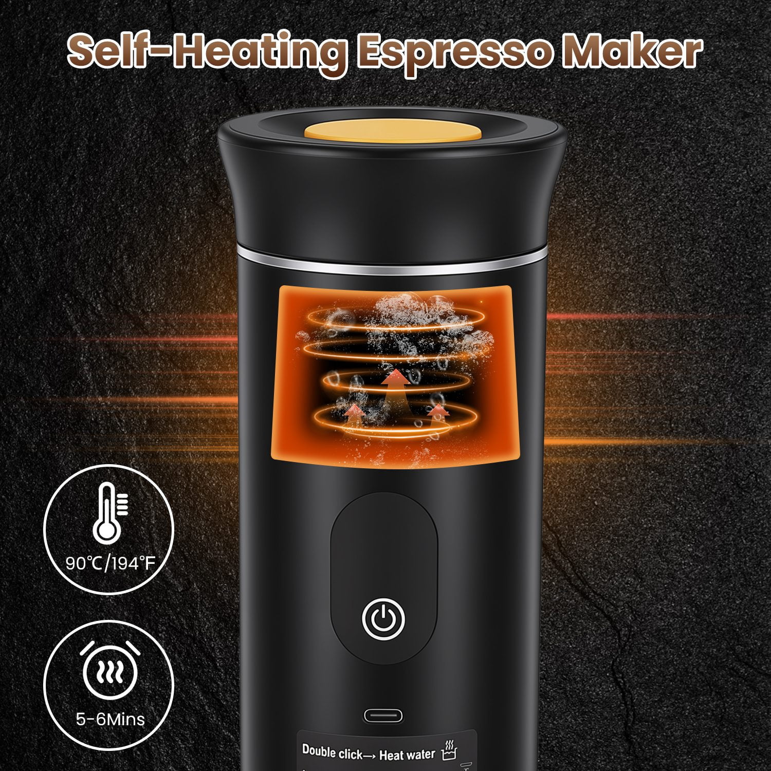 7500mAh Cordless Self-Heating 3-in-1 Portable Espresso Machine 20Bar Pressure Fast Heating Coffee Maker Anti-Dry Burn Fit Coffee & Capsules for Camping Hiking Home Office