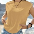 thumbnail image 2 of Timegard Tops for Women Summer Casual Cap Sleeve Crewneck Comfy Solid Color Tops Blouse Slim Fitting, 2 of 6
