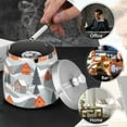 thumbnail image 4 of Yayeee Ashtray with Lid for Cigarette Smokeless Stainless Steel Home Ash Holder, Gray Snow Houses, 4 of 7