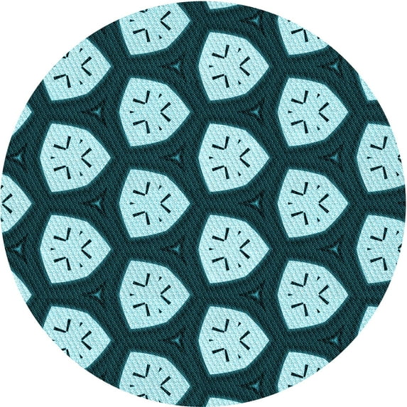 Ahgly Company Indoor Round Patterned Deep-Sea Blue Area Rugs, 8' Round