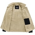 thumbnail image 3 of HOW'ON Men's Warm Sherpa Lined Casual Jacket Multi Pockets Cargo Jackets Coat Black L, 3 of 7