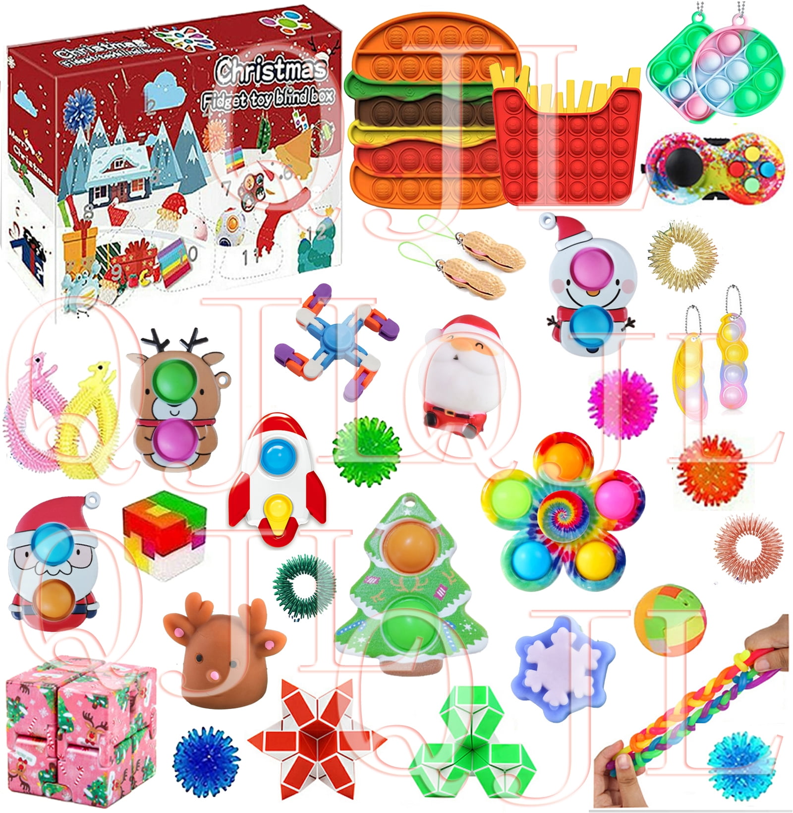 Fidget Advent Calendars 2021 TIK Tok Toy for Kid,Pop-On-It Advent Calendars,Christmas Advent Calendar Fidget Toy Packs,Christmas Countdown Calendar 24 Days,Figetsss Toy Sets Fidget Toy Box