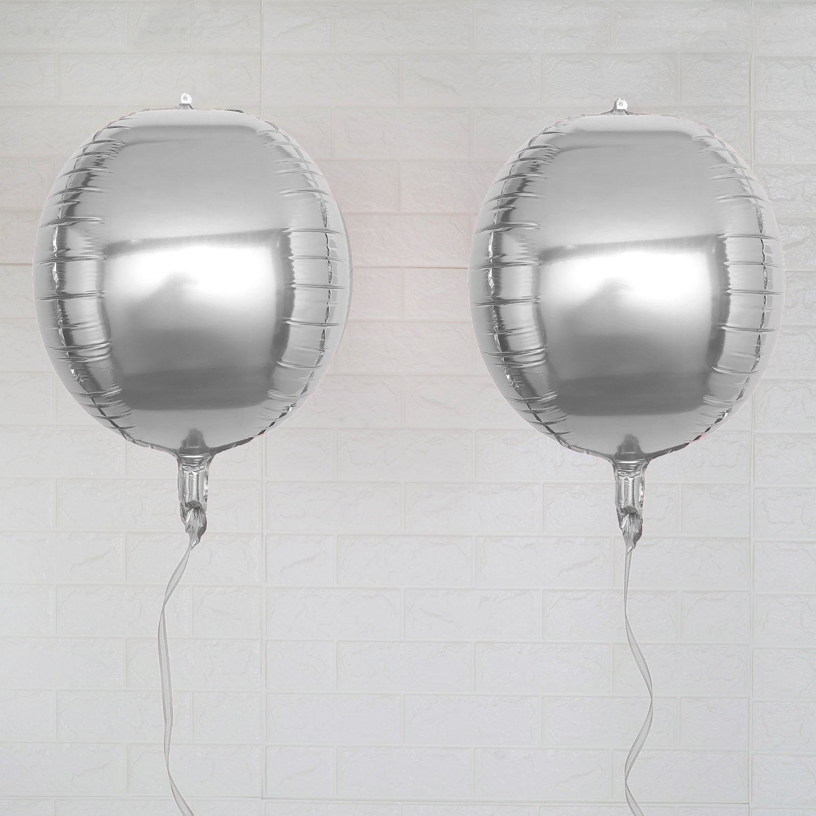 Efavormart 2 Pack 14" Silver Aluminum Foil Round Sphere Balloon