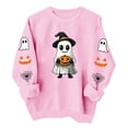 thumbnail image 2 of Womens Halloween Tops Cute Ghost Printed Crew Neck Long Sleeve Trendy Loose Spooky Festival Pullover Top Pink L, 2 of 7